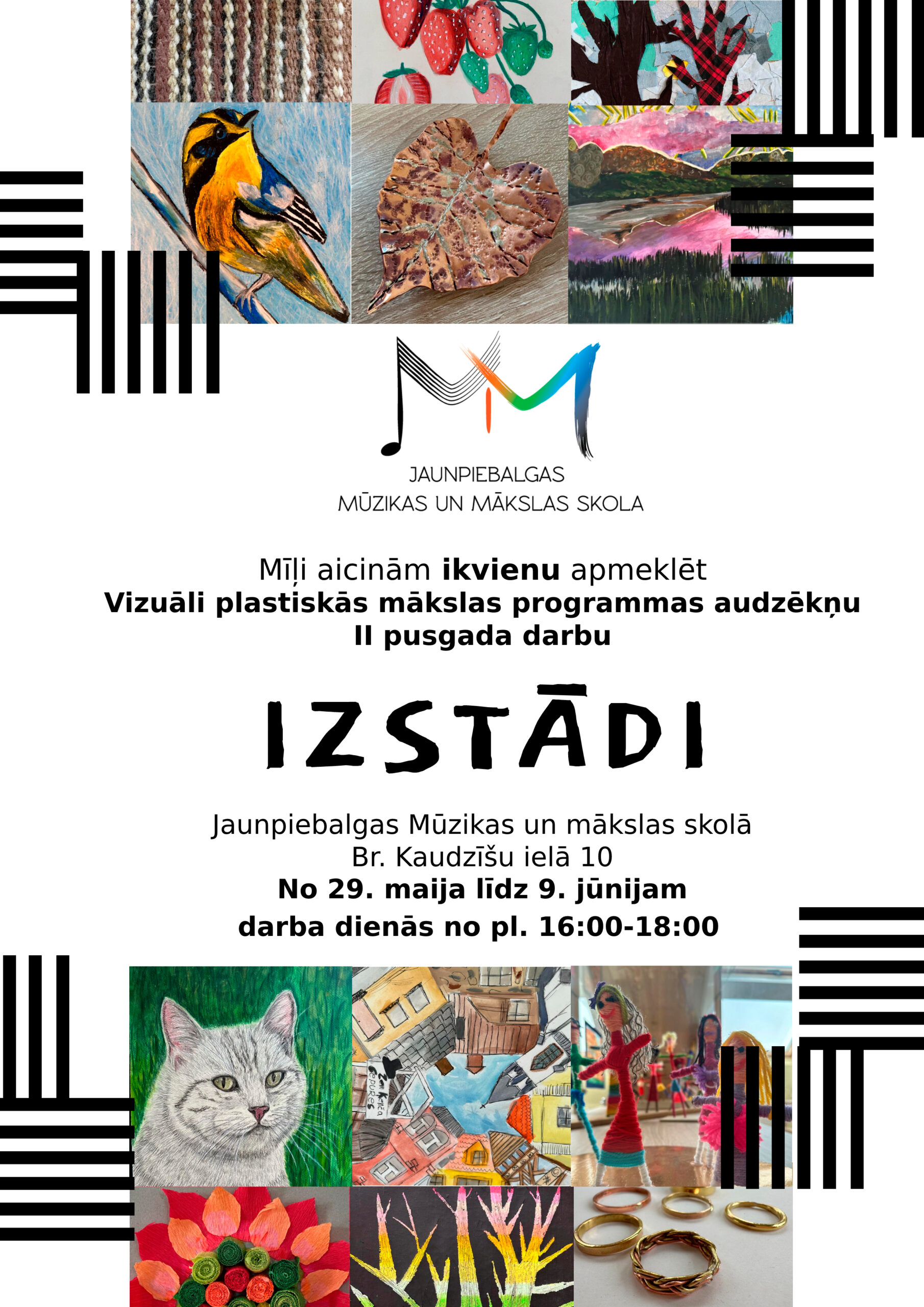 Read more about the article Vizuāli plastiskās mākslas programmas audzēkņu II pusgada darbu IZSTĀDE